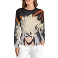 thumbnail image 1 of My Hero Academia Women's Pajama Top 3D Digital Print Sleepwear Trendy Crewneck Pullovers Long Sleeve Shirts 2XL, 1 of 8
