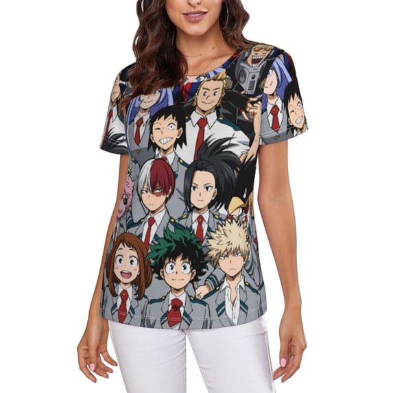 My Hero Academia Women's T Shirts Round Neck Short-Sleeve Soft T-Shirt Summer Casual Tee Tops 3D Printing Tee Shirt