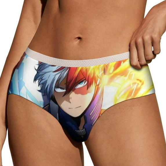 My Hero Academia Womens Underwear Soft Breathable Brief Lace Panty Stretch Hipster Underpants Ladies Panties L