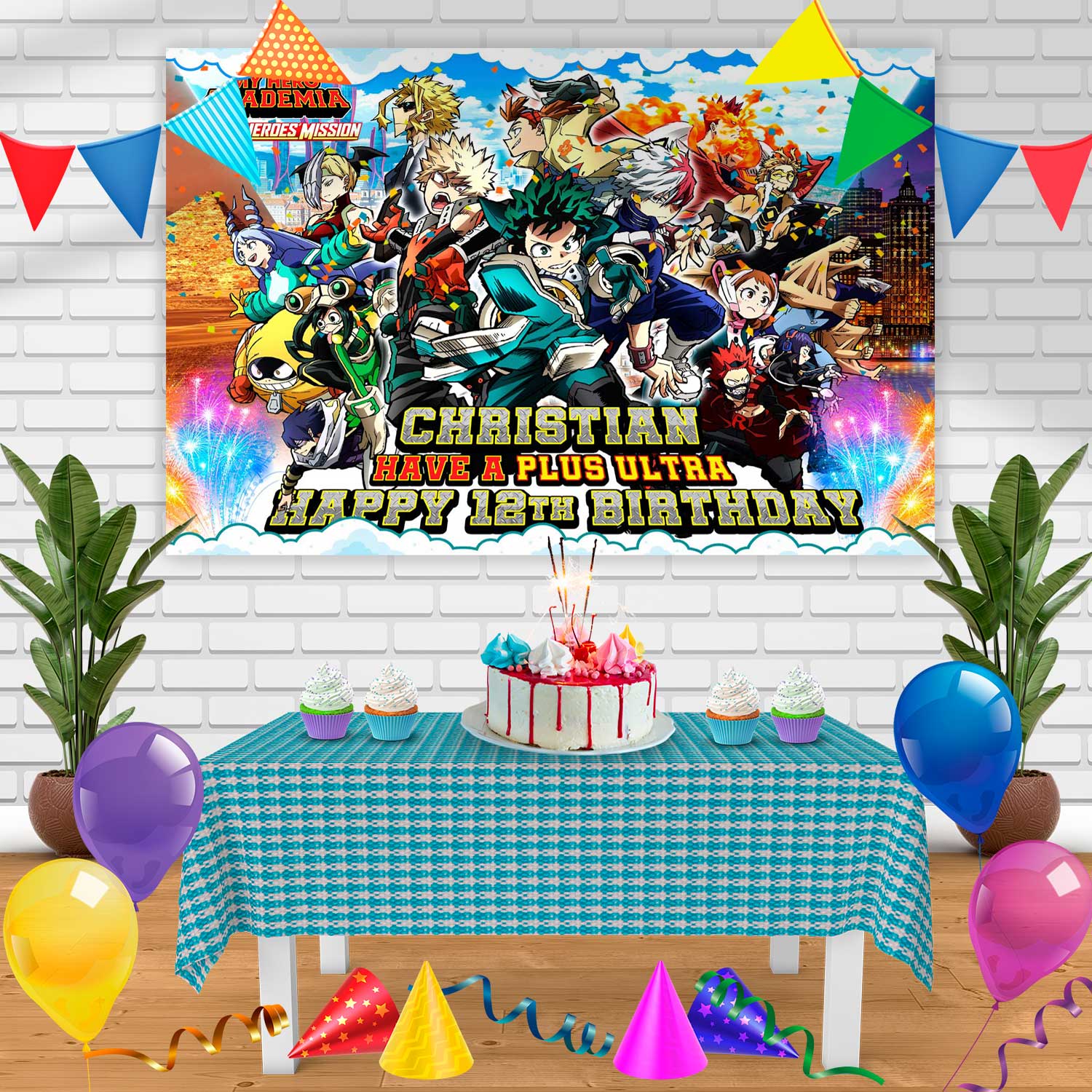Personalised Birthday Banner With Balloons – Custom Party Decoration For Kids Or Adults 11 thumbnail image