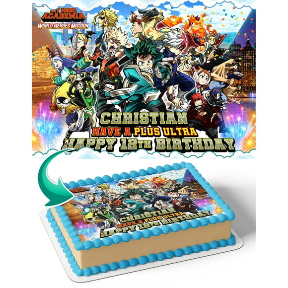 My Hero Academia World Heroes Mission MAC Edible Image Cake Topper Personalized Birthday Sheet Decal Banner 1/4 Sheet