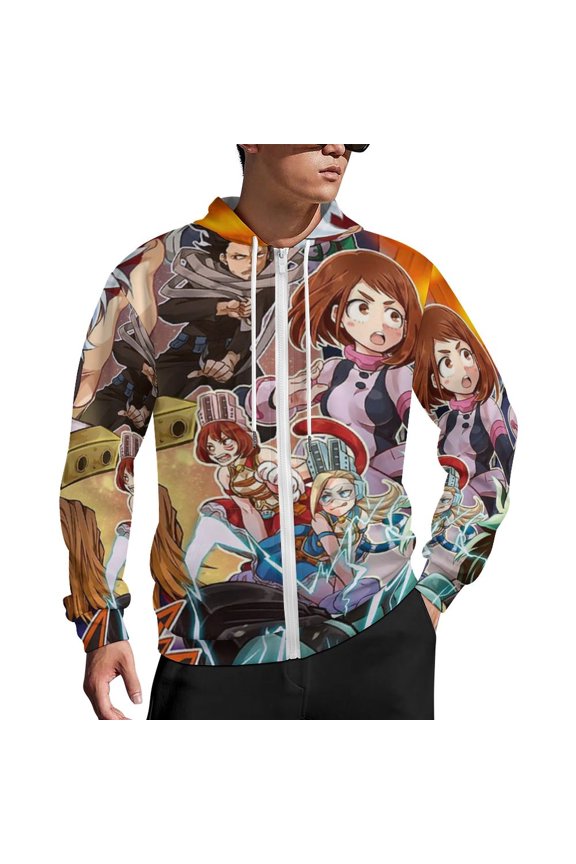 My Hero Academia Zip Up Hoodies Unisex Realistic 3D Print Sweatshirt Long Sleeve Hooded Jacket Coat 3XL