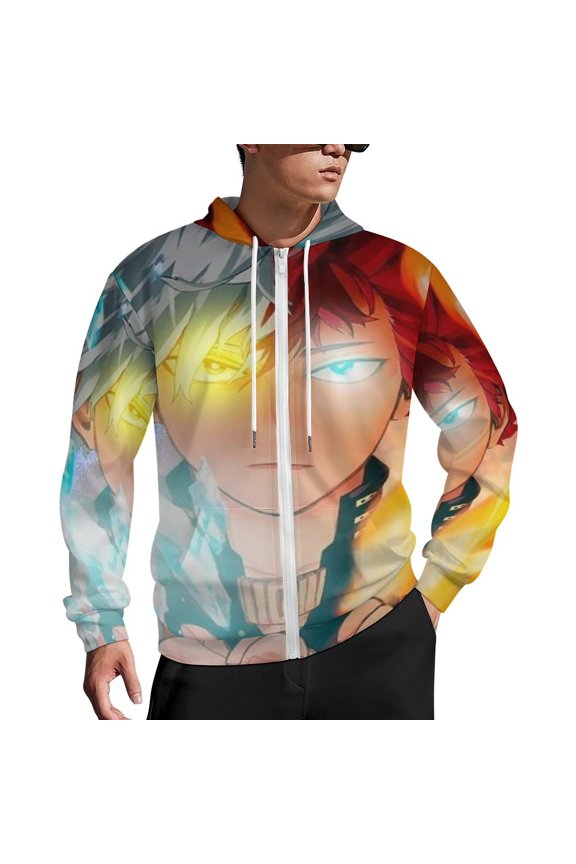 My Hero Academia Zip Up Hoodies Unisex Realistic 3D Print Sweatshirt Long Sleeve Hooded Jacket Coat 3XL