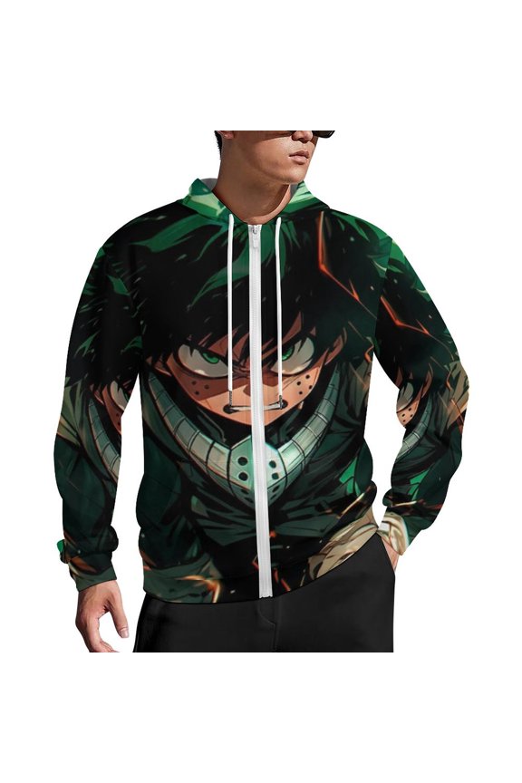 My Hero Academia Zip Up Hoodies Unisex Realistic 3D Print Sweatshirt Long Sleeve Hooded Jacket Coat 5XL