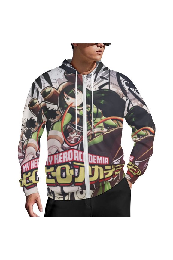 My Hero Academia Zip Up Hoodies Unisex Realistic 3D Print Sweatshirt Long Sleeve Hooded Jacket Coat M