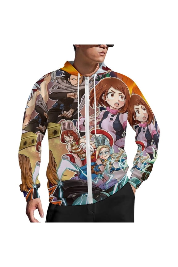 My Hero Academia Zip Up Hoodies Unisex Realistic 3D Print Sweatshirt Long Sleeve Hooded Jacket Coat M