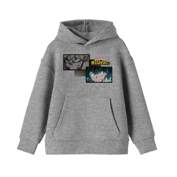 My Hero Academia anime Deku & Bakugo Youth Boys Heather Grey Hoodie-M