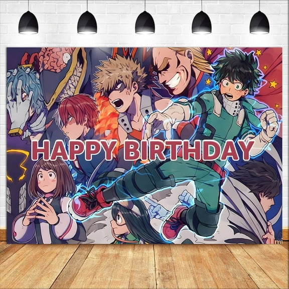 My Hero Academy Birthday Anime Theme Backdrops Banner Birthday Party Decor Supplies,5.9x3.6ft