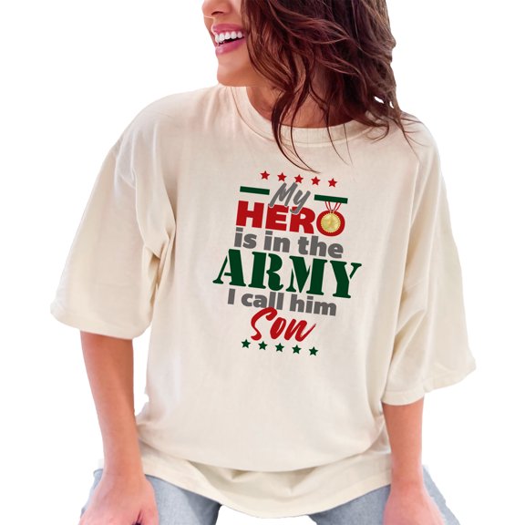 My Hero Is In The Army, Son, Ivory Comfort Colors T-Shirt, Large