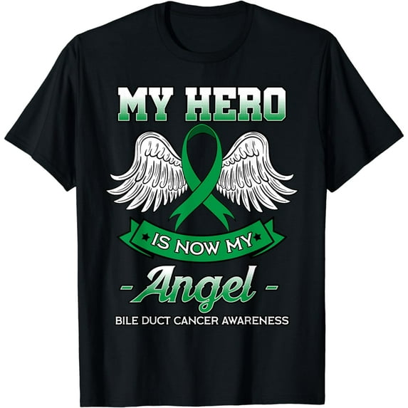 My Hero Is Now My Angel Bile Duct Cancer Awareness Support T-Shirt