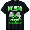 thumbnail image 1 of My Hero Is Now My Angel Green Ribbon Non-Hodgkin Lymphoma T-Shirt, 1 of 3