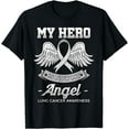 thumbnail image 1 of My Hero Is Now My Angel Lung Cancer Awareness White Ribbon T-Shirt, 1 of 4