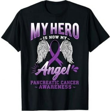 My Hero Is Now My Angel Pancreatic Cancer Purple T-Shirt