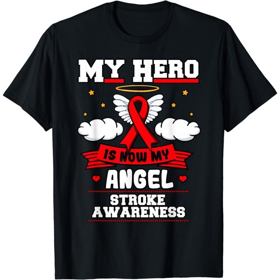 My Hero Is Now My Angel Stroke Transient Ischemic Attack Red T-Shirt