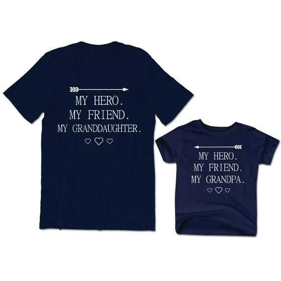 My Hero My Friend My Granddaughter Men's T-Shirt Matching Tee My Grandpa Kids Toddler Shirt Youth Baby