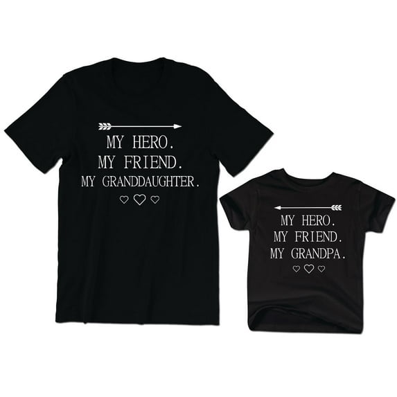 My Hero My Friend My Granddaughter Men's T-Shirt Matching Tee My Grandpa Kids Toddler Shirt Youth Baby