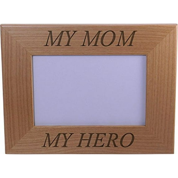 My Hero My Mom Wood Picture Frame Holds 4x6 Inch Photo - Great Gift for Mothers's Day, Birthday or Christmas Gift for Mom Grandma Wife Grandmother