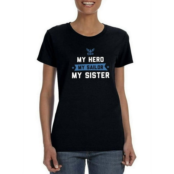 My Hero, Sailor And Sister Shaped T-Shirt Women -Navy Designs, Female x-Large