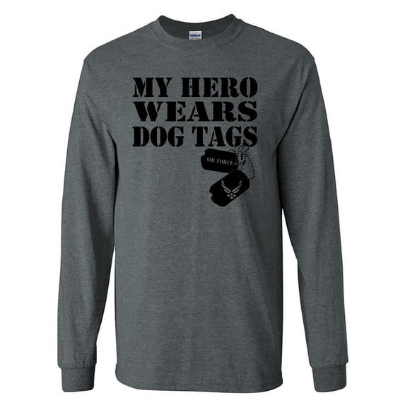 My Hero Wears Dog Tags - Air Force Logo Long Sleeve T-Shirt
