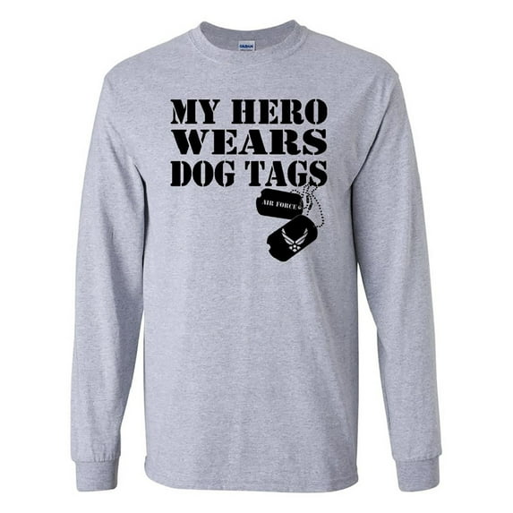 My Hero Wears Dog Tags - Air Force Logo Long Sleeve T-Shirt