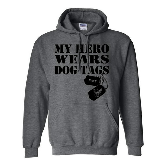 My Hero Wears Dog Tags - Navy Hooded Sweatshirt