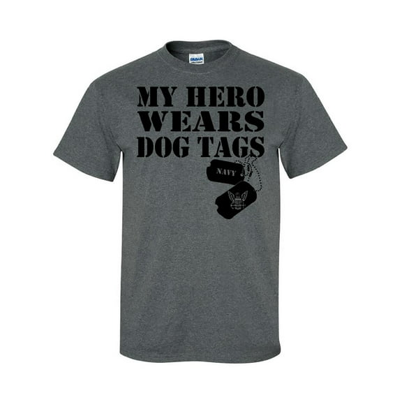 My Hero Wears Dog Tags - Navy Short Sleeve T-Shirt