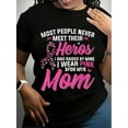 thumbnail image 1 of My Heroes I Wear Pink For My Mom Breast Cancer Awareness T-Shirt Black Casual Short Sleeve Men's Sport T-Shirt 220g, 1 of 7