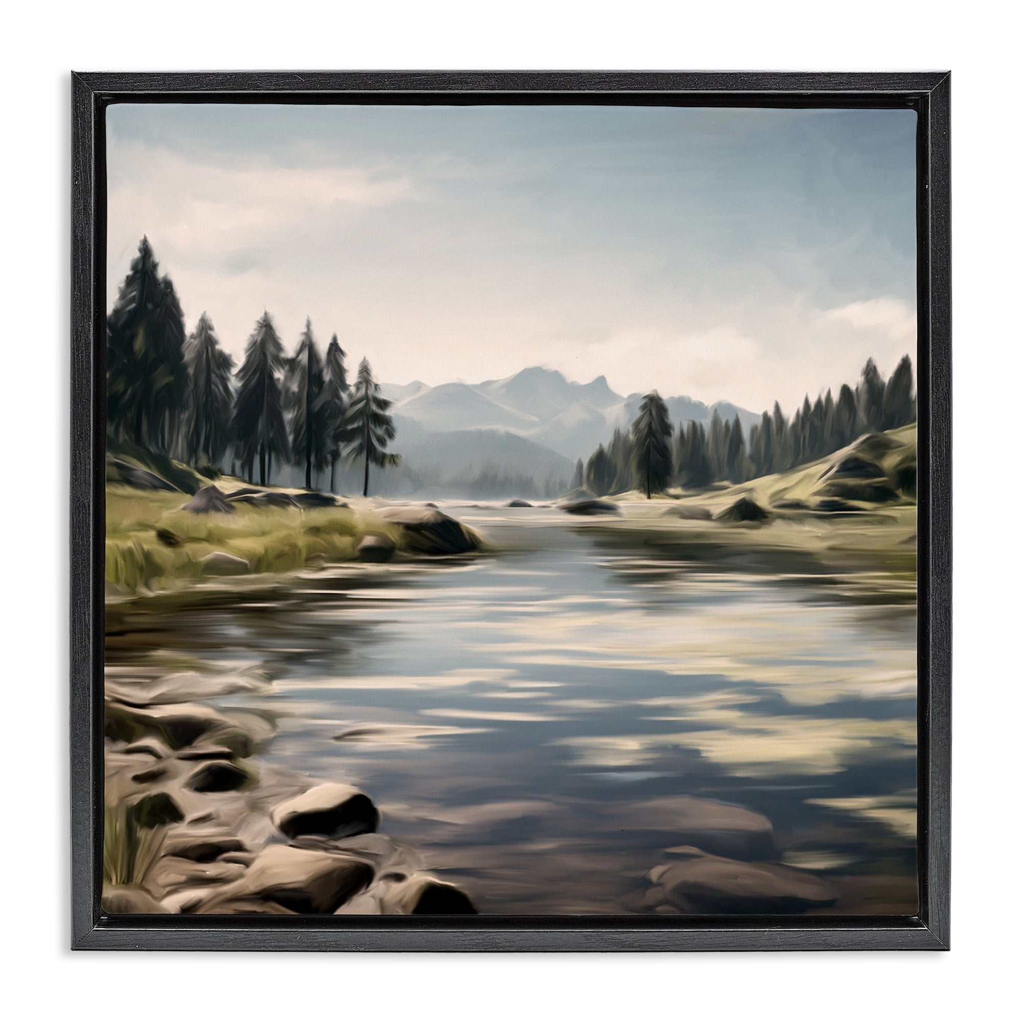 My Hideaway Pond Ripples Black Framed Floater Canvas Wall Art, design by Kim Allen