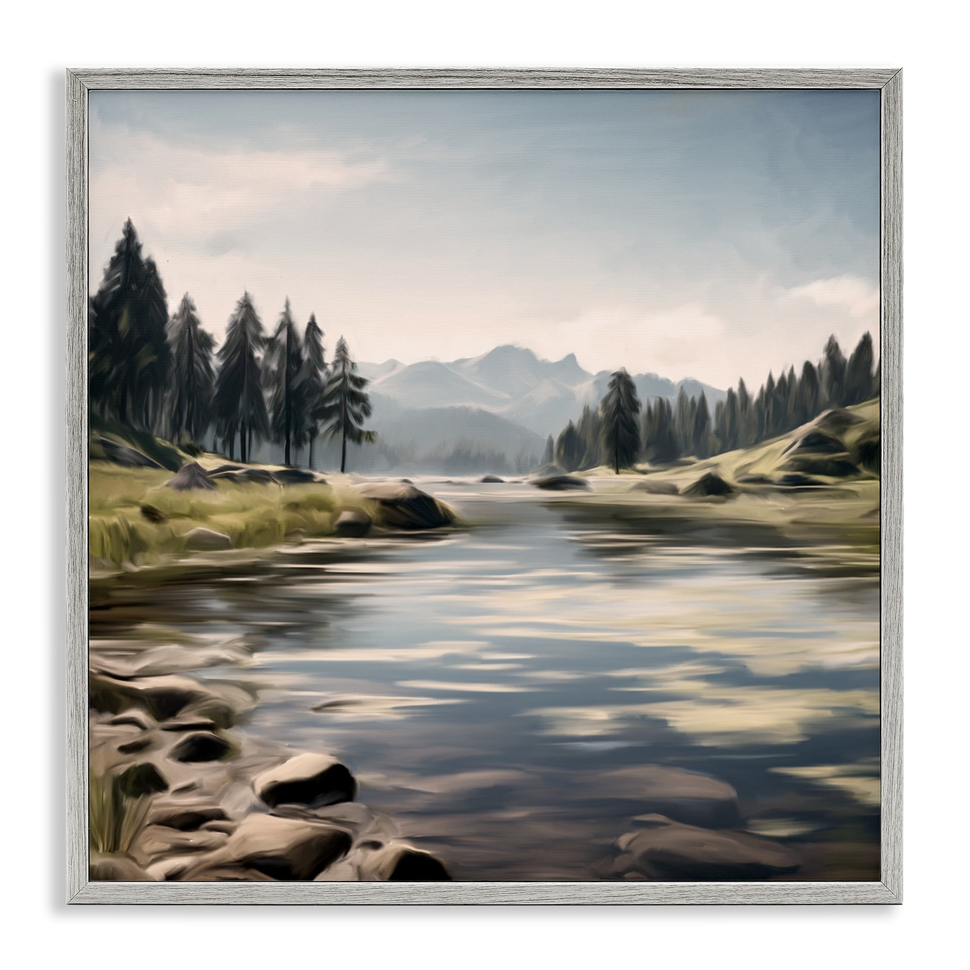 My Hideaway Pond Ripples Gray Framed Giclee Art, design by Kim Allen