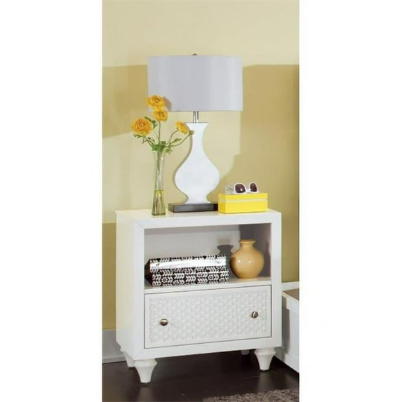 My Home Furnishings Amanda- Bright White 1302-601 1- Drawer Nightstand
