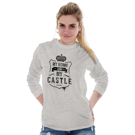 My Home My Castle Royalty King Queen Women Plus Size Long Sleeve Graphic Tee Brisco Brands 2X