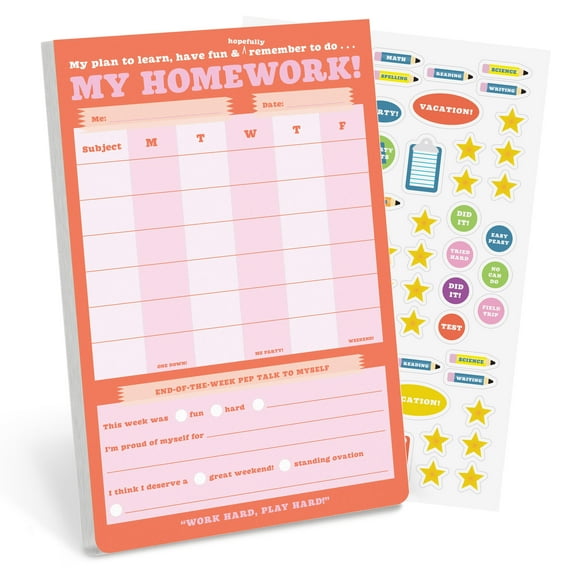 My Homework : Weekly Tracker Pad Can-do Pad With Sticker Sheet