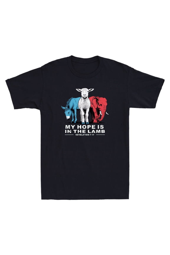 My Hope Is In The Lamb Funny Scripture Elephant Donkey Meme Quote Men's T-Shirt