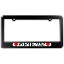 My Hot Husband Love with Hearts License Plate Frame