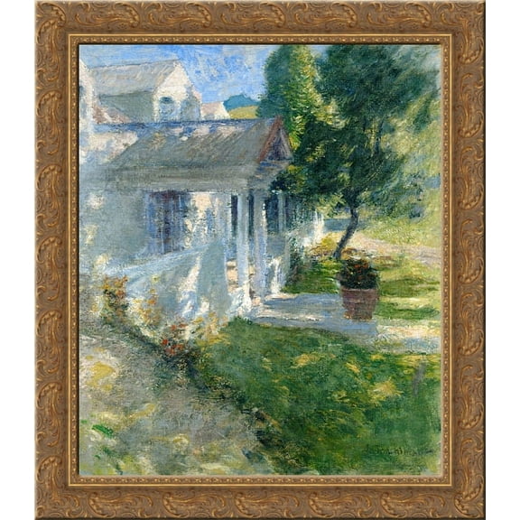 My House 24x20 Gold Ornate Wood Framed Canvas Art by John Henry Twachtman