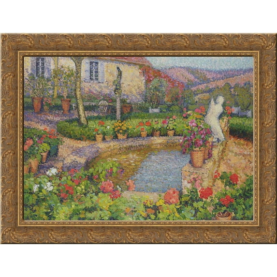 My House 24x20 Gold Ornate Wood Framed Canvas Art by Martin, Henri