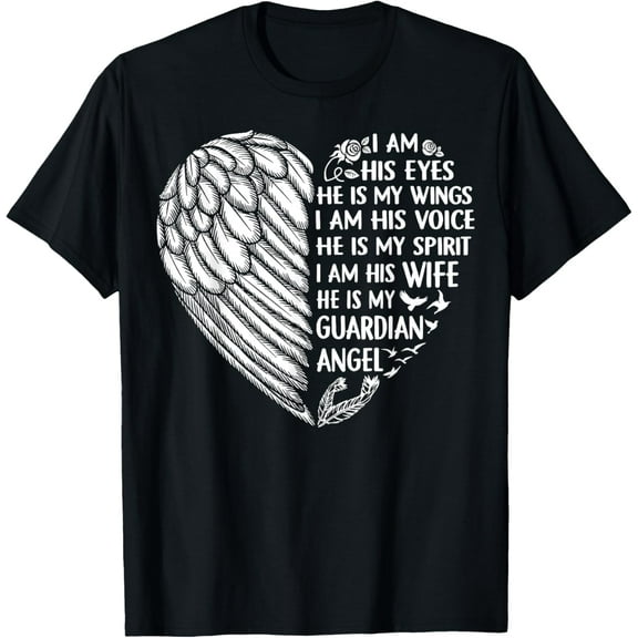My Husband Is My Guardian Angel Shirt I Am His Wife T-Shirt100% cotton