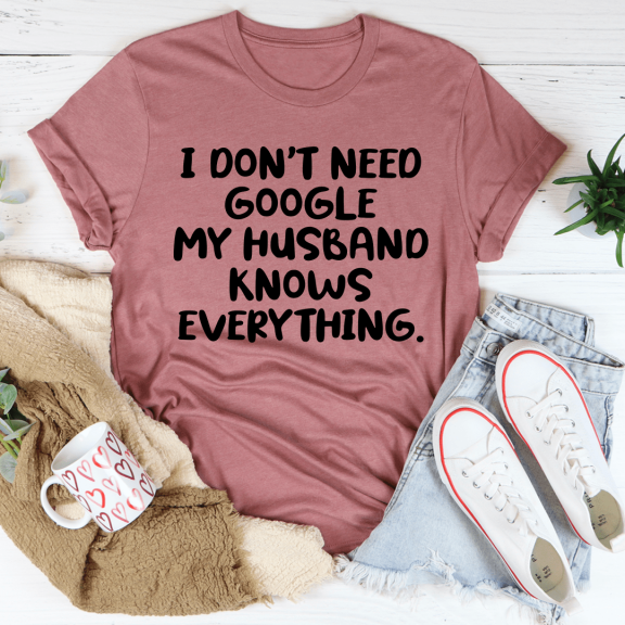 My Husband Knows Everything Tee Black Heather S Peachy Sunday T-Shirt