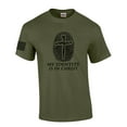 thumbnail image 1 of My Identity Is In Christ Nail Cross Fingerprint Mens Christian Short Sleeve T-Shirt Graphic Tee-Military Green-large, 1 of 4