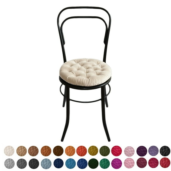 My Infinity Store 16" Plush Round Tufted Chair Pad/Cushions Tie-Backs (Beige Natural,1 Piece)