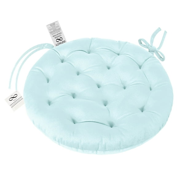 My Infinity Store 16 Plush Round Tufted Chair Pad Cushions Tie Backs Light Blue 1 Piece Walmart Business Supplies