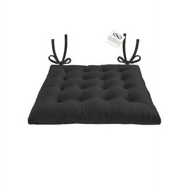 My Infinity Store 16 Plush Square Tufted Chair Pad Cushions Tie Backs Black 4 Piece