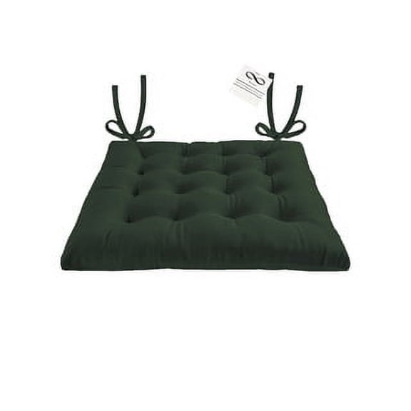 My Infinity Store 16" Plush Square Tufted Chair Pad/Cushions Tie-Backs (Darkest Green, 1 Piece)