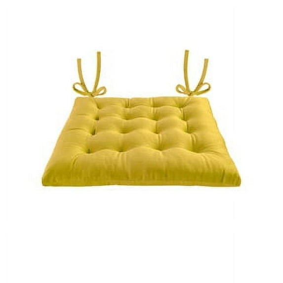 My Infinity Store 16" Plush Square Tufted Chair Pad/Cushions Tie-Backs (Gold, 4 Piece)
