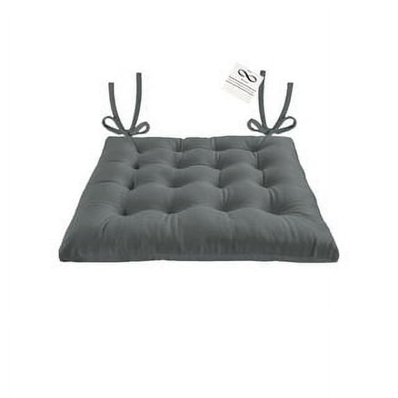 My Infinity Store 16" Plush Square Tufted Chair Pad/Cushions Tie-Backs (Gray, 4 Piece)