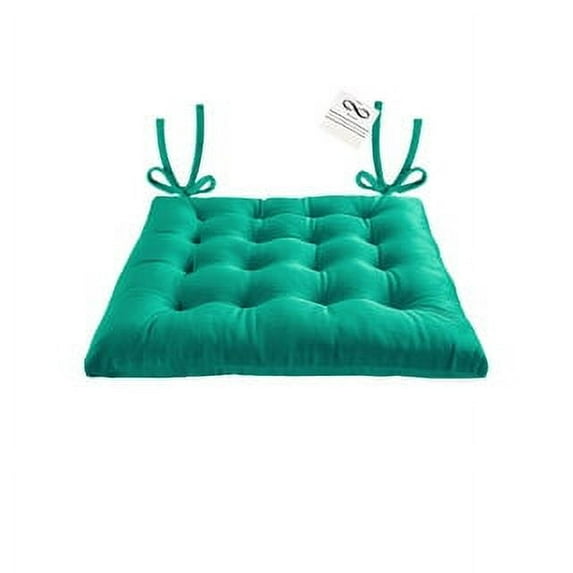 My Infinity Store 16" Plush Square Tufted Chair Pad/Cushions Tie-Backs (Green, 2 Piece)