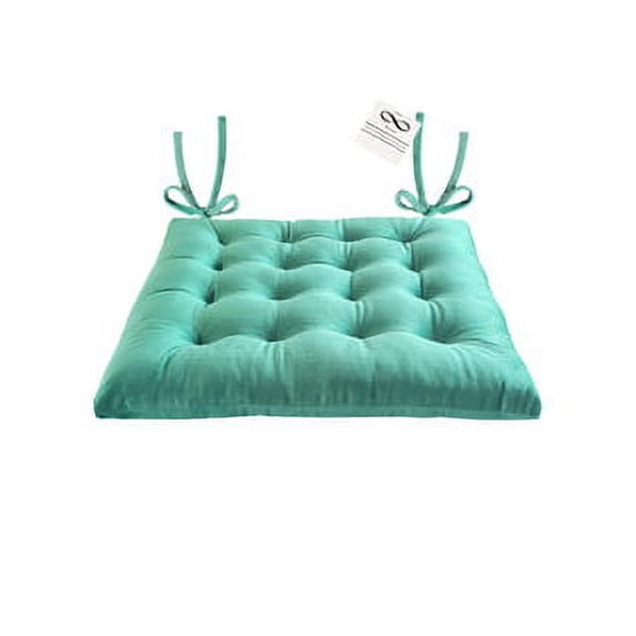 My Infinity Store 16" Plush Square Tufted Chair Pad/Cushions Tie-Backs (Mint Green, 1 Piece)