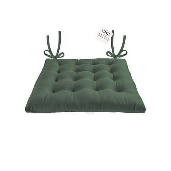 My Infinity Store 16" Plush Square Tufted Chair Pad/Cushions Tie-Backs (Olive Green, 1 Piece)