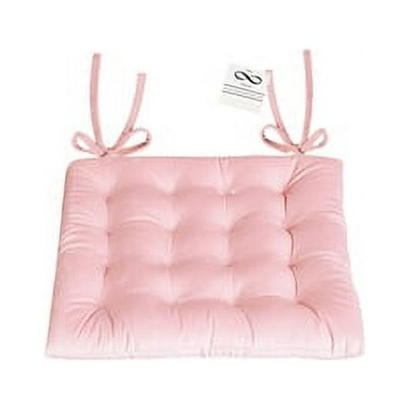 My Infinity Store 16" Plush Square Tufted Chair Pad/Cushions Tie-Backs (Pink, 4 Piece)