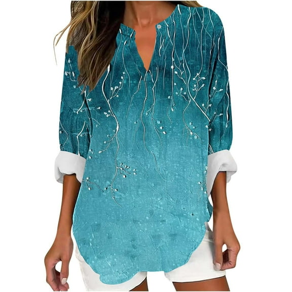 My Items Beifu Boho Tops For Women Cotton Womens Tops 3/4 Sleeve Cotton Women Blouses Long Sleeve Cotton Tee Shirts For Women Set Womens Fall Clothes